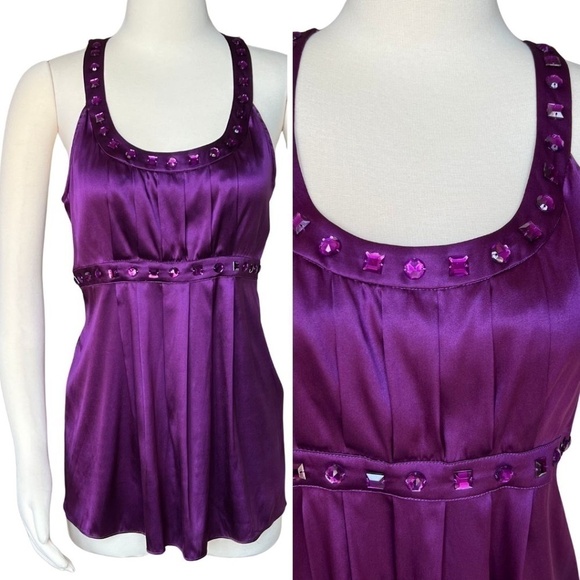Express Women's Purple Goddess Style Tank Top With Jeweled Neckline Size M NWT - Picture 1 of 9